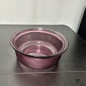 Vintage Corning Ware Purple Lilac Ribbed Glass Casserole Baking Dish‎